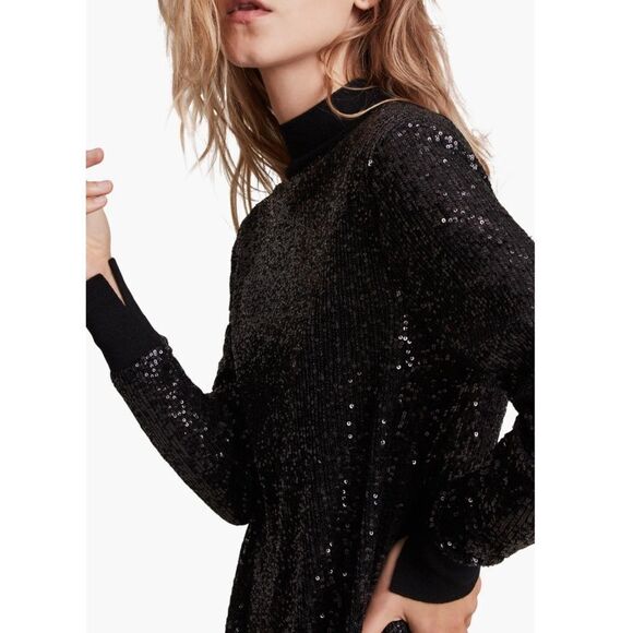 All Saints Sequin‎ Juela Midi Dress, Black, Cocktail Holiday Party, XS (0) NWT - Picture 6 of 9